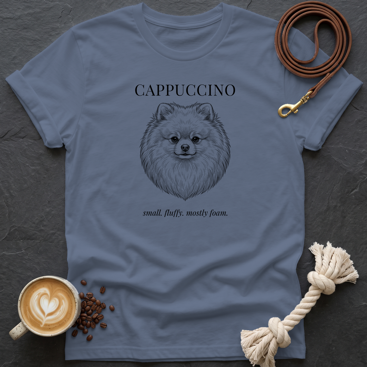 Pomeranian Cappuccino T-Shirt - Heather Indigo