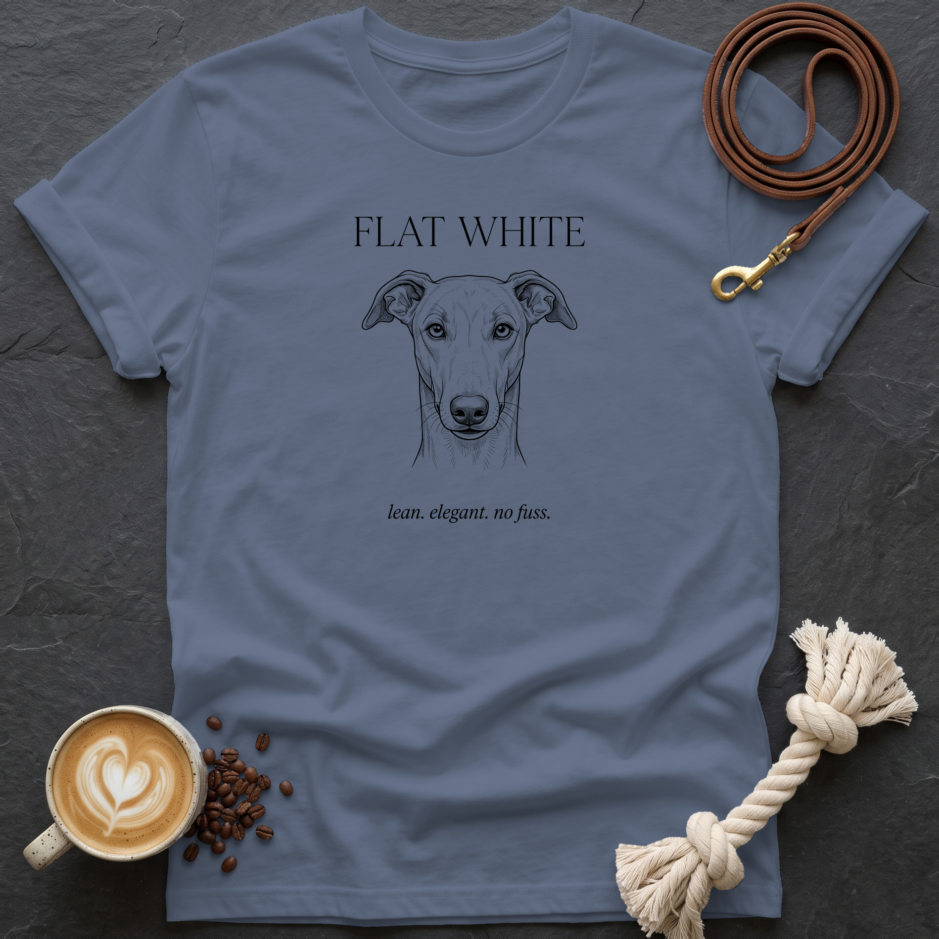 Greyhound Flat White T-Shirt - Heather Indigo