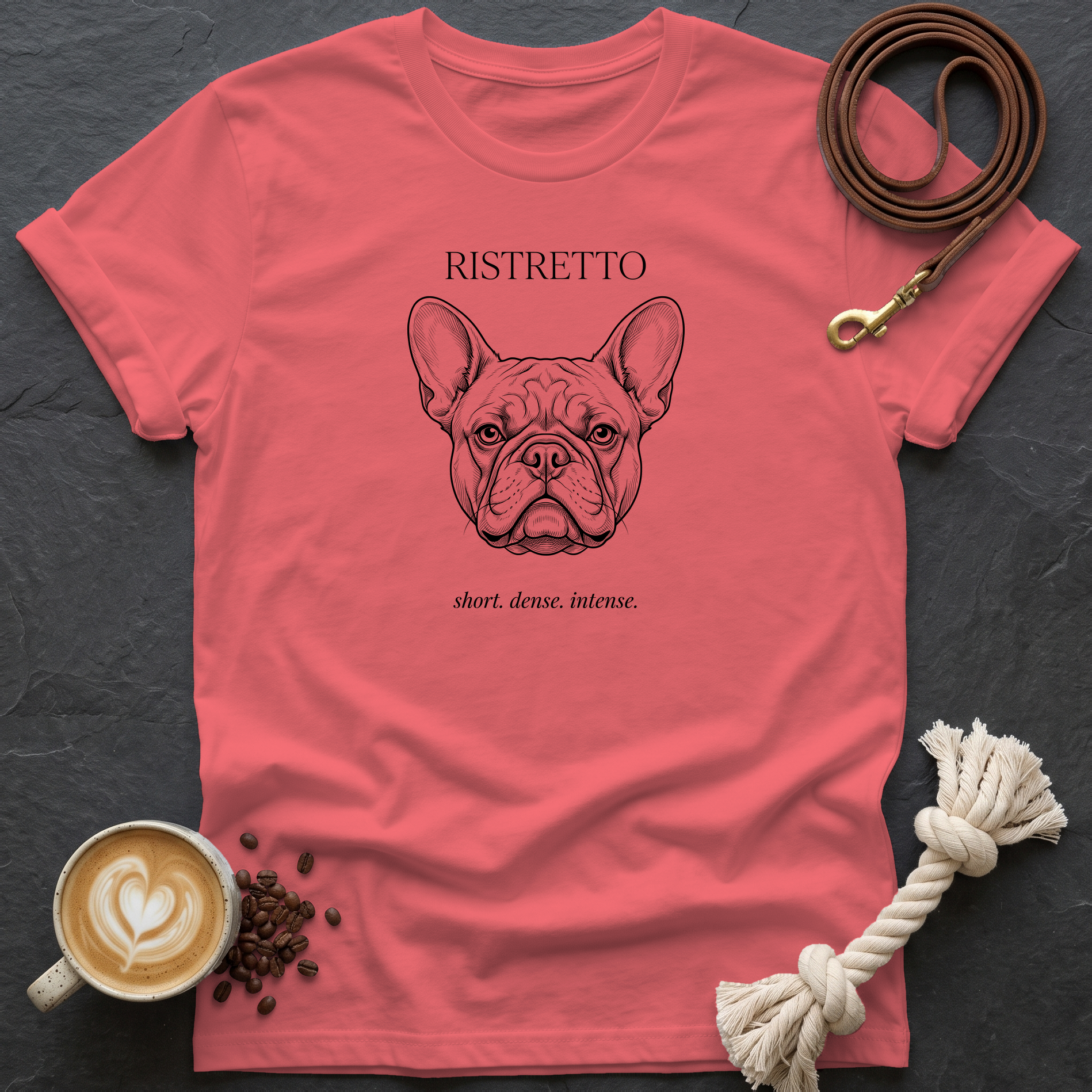 French Bulldog Ristretto T-Shirt - Coral Silk