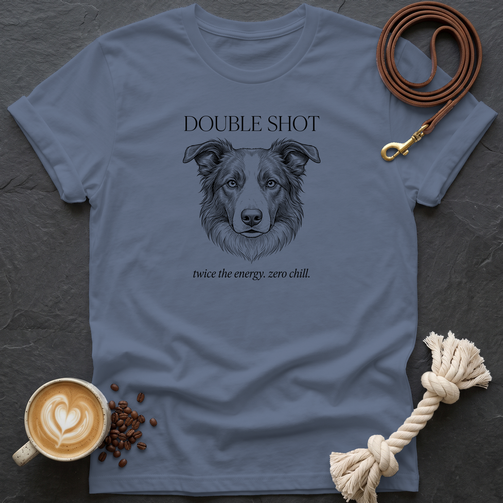 Border Collie Double Shot T-Shirt - Heather Indigo