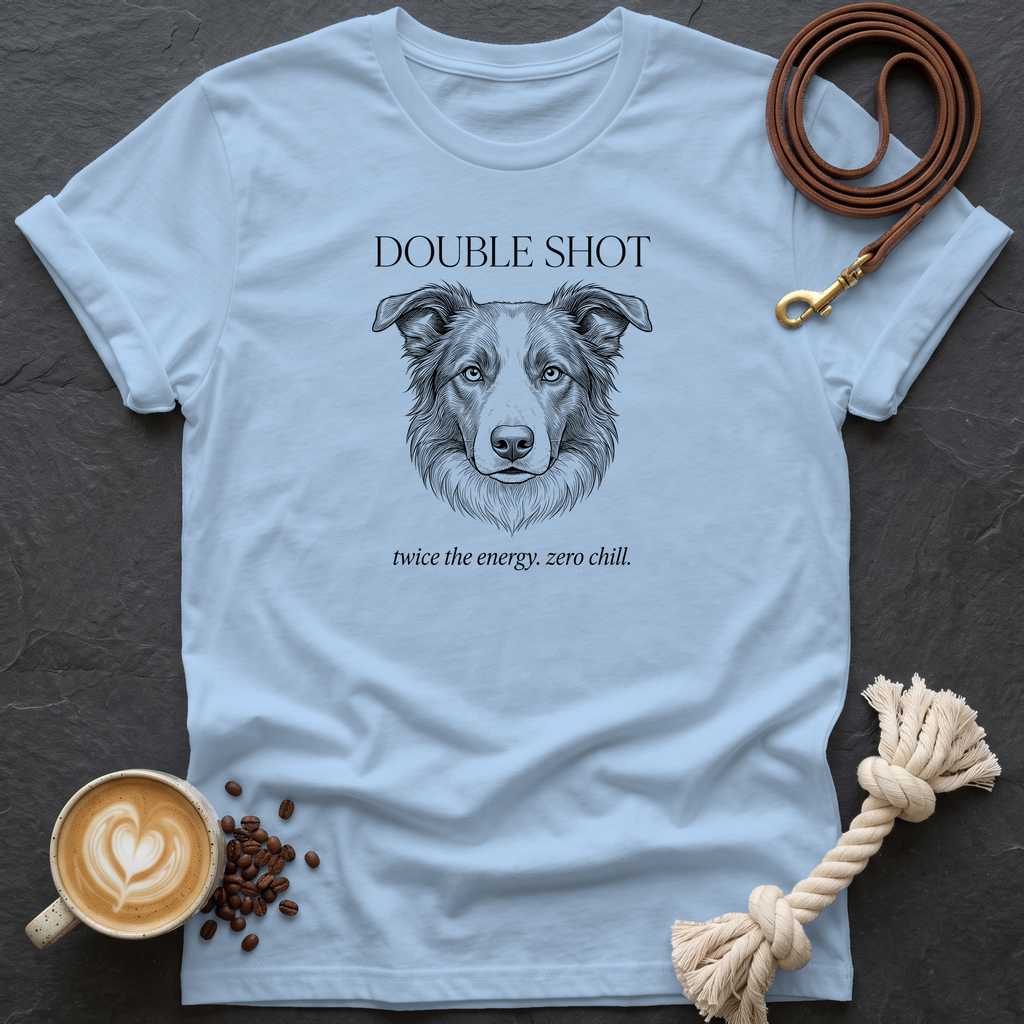 Border Collie Double Shot T-Shirt - Light Blue