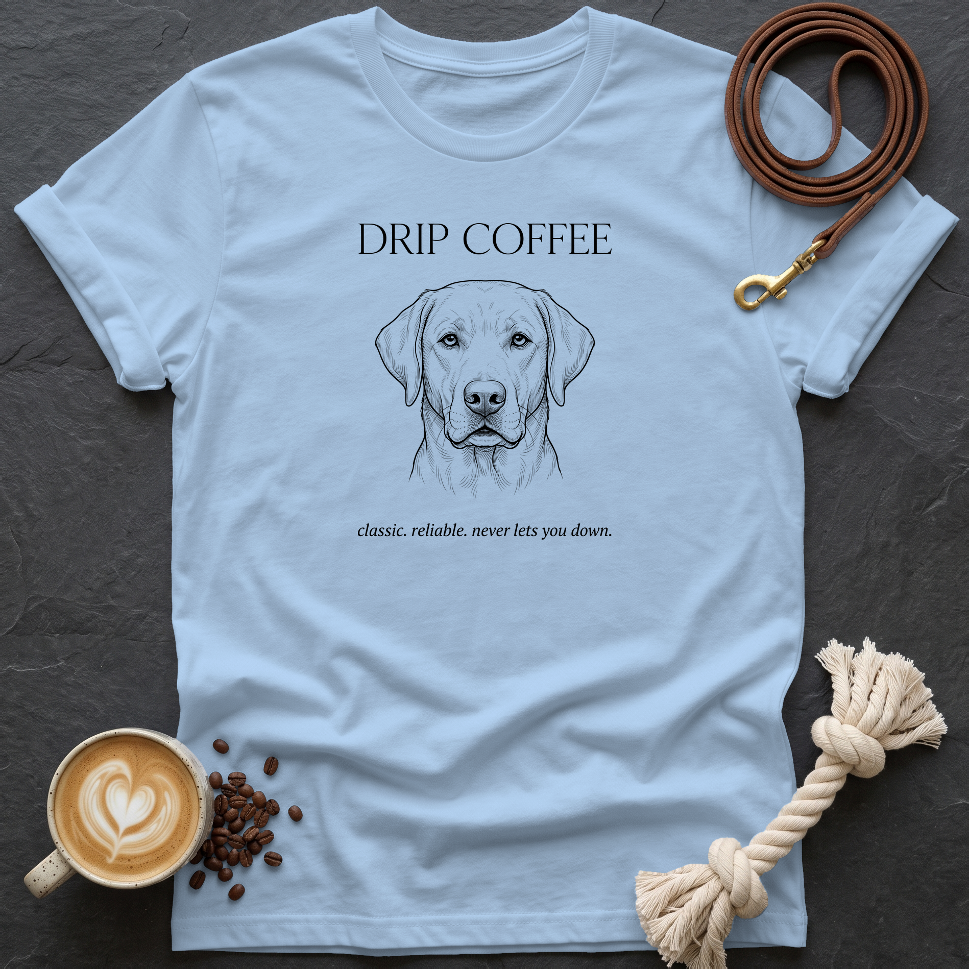 Labrador Drip Coffee T-Shirt - Light Blue
