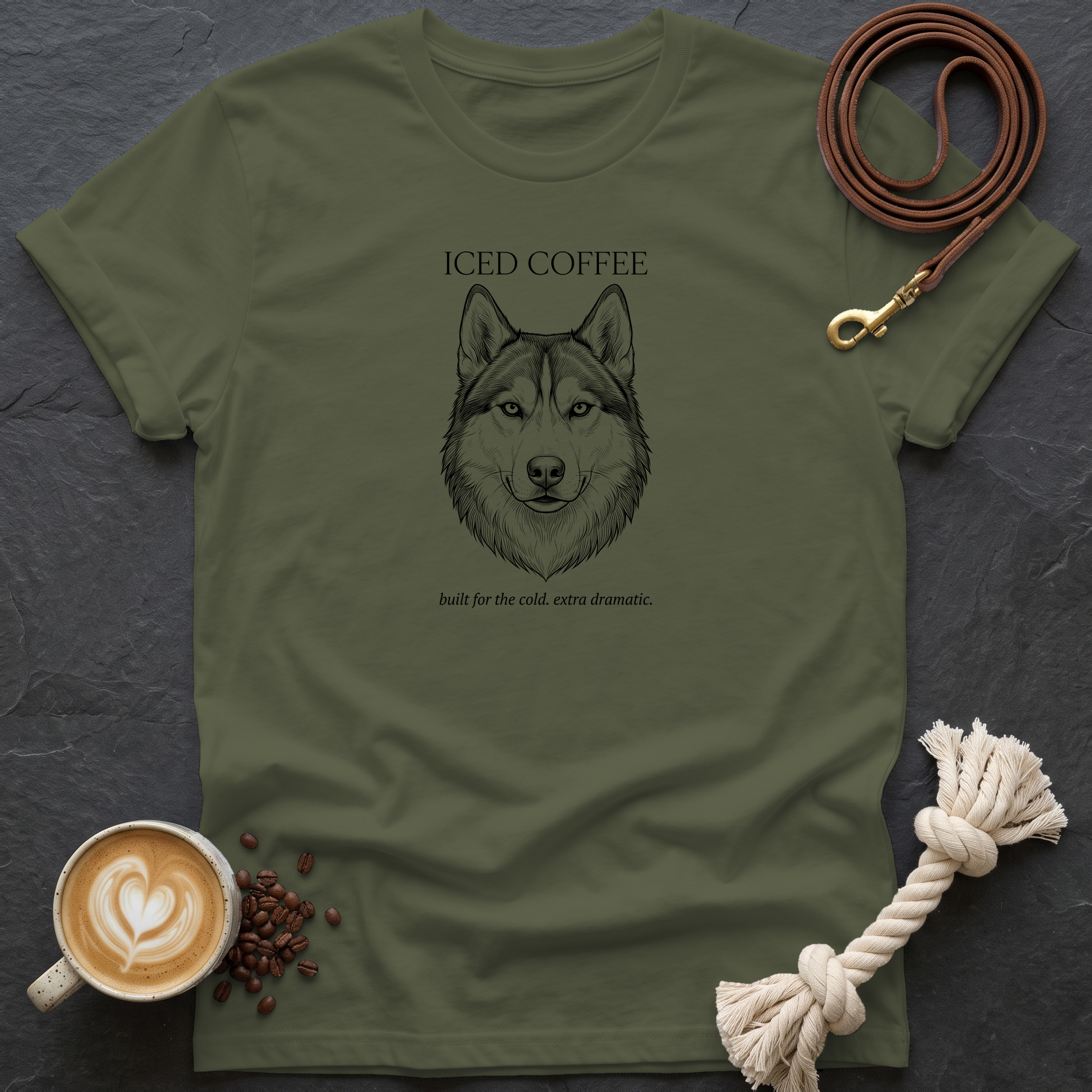 Husky Iced Coffee T-Shirt - Military Green