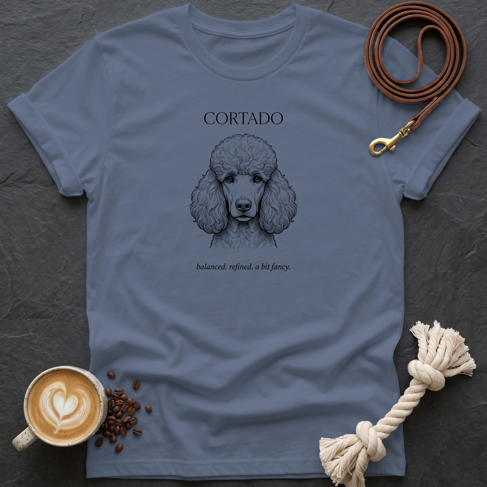 Poodle Cortado T-Shirt - Heather Indigo