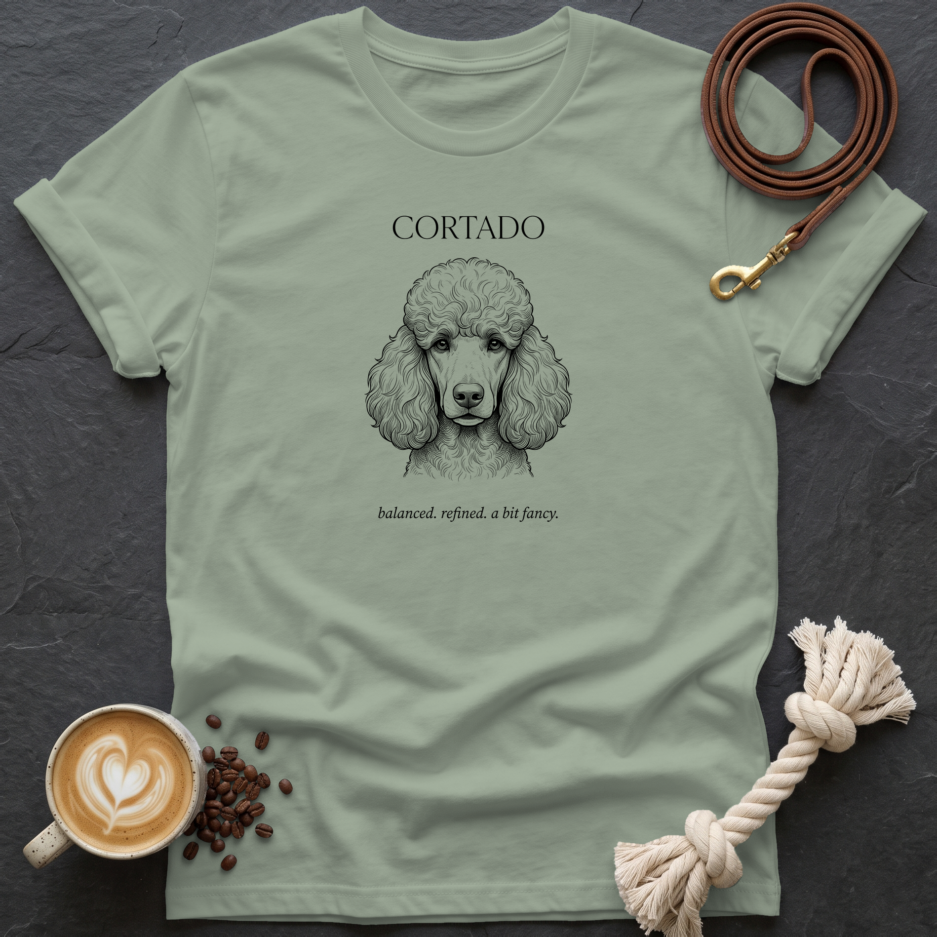 Poodle Cortado T-Shirt - Sage