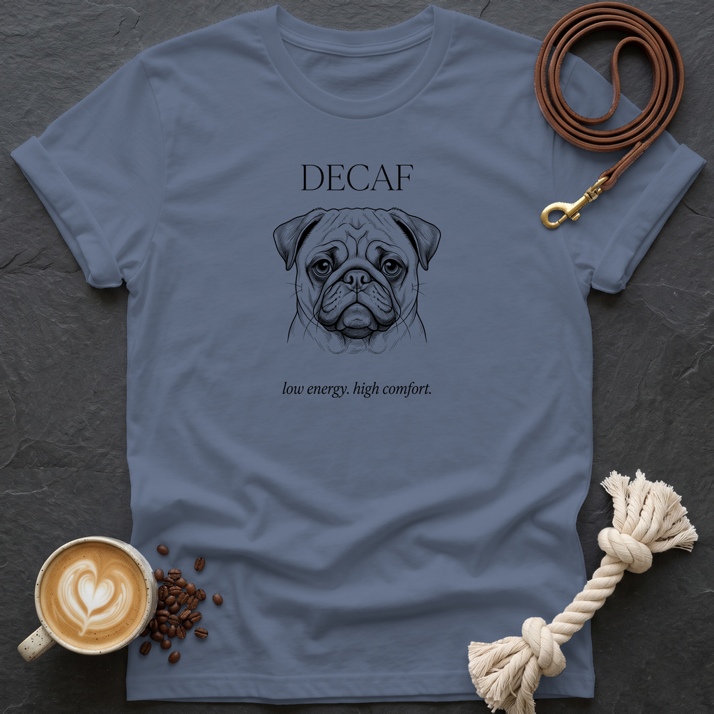 Pug Decaf T-Shirt - Heather Indigo