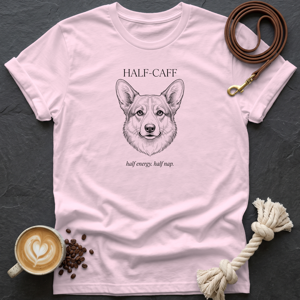 Corgi Half-Caff T-Shirt - Light Pink
