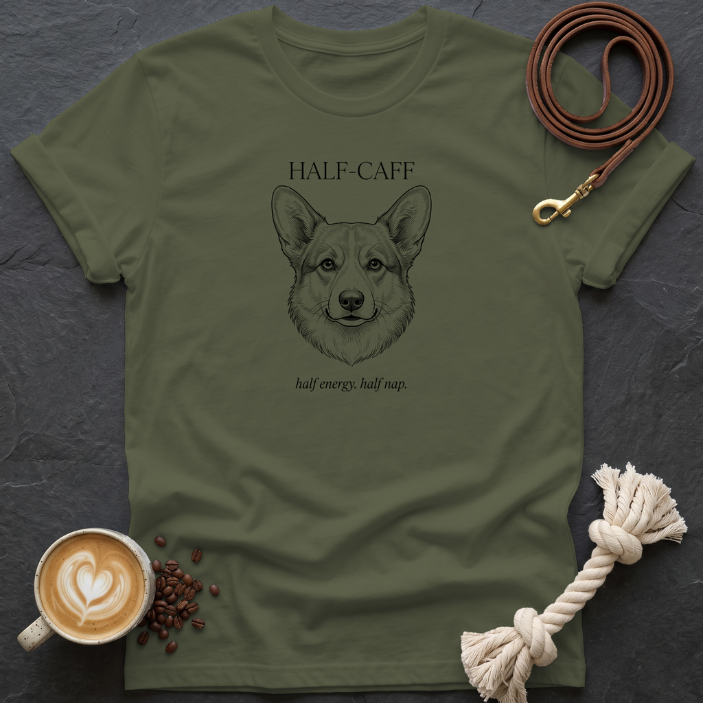 Corgi Half-Caff T-Shirt - Military Green