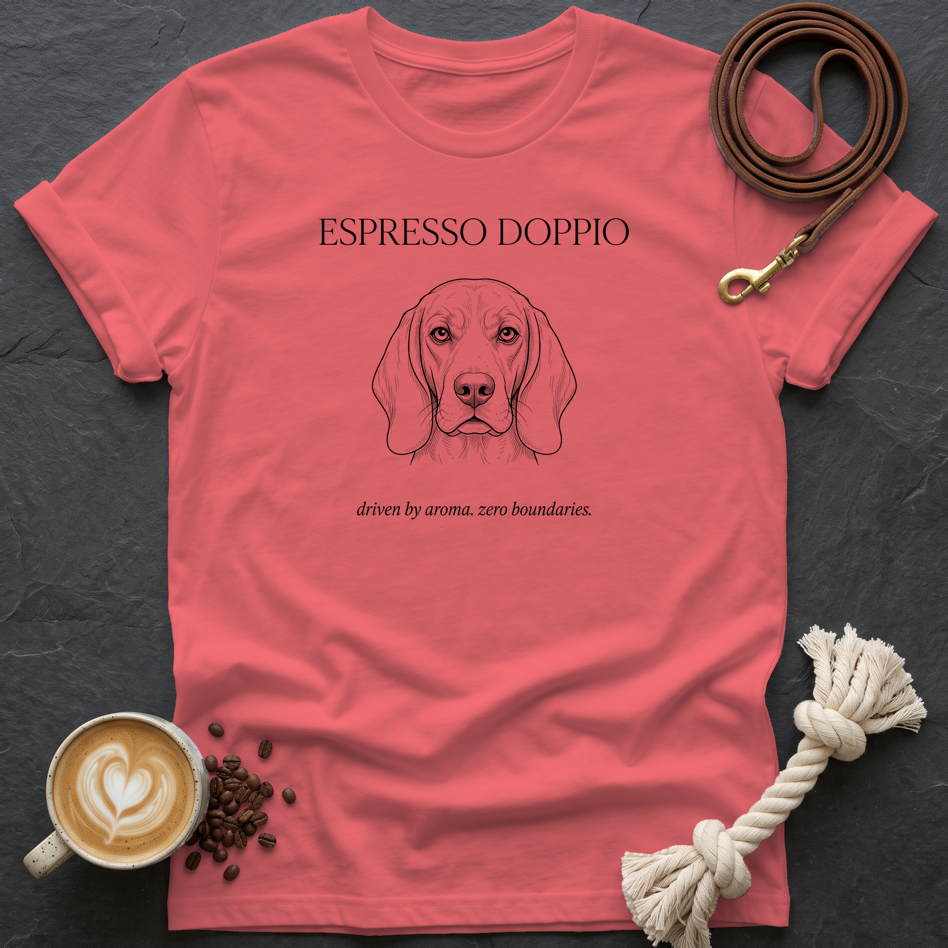 Beagle Espresso Doppio T-Shirt - Coral Silk