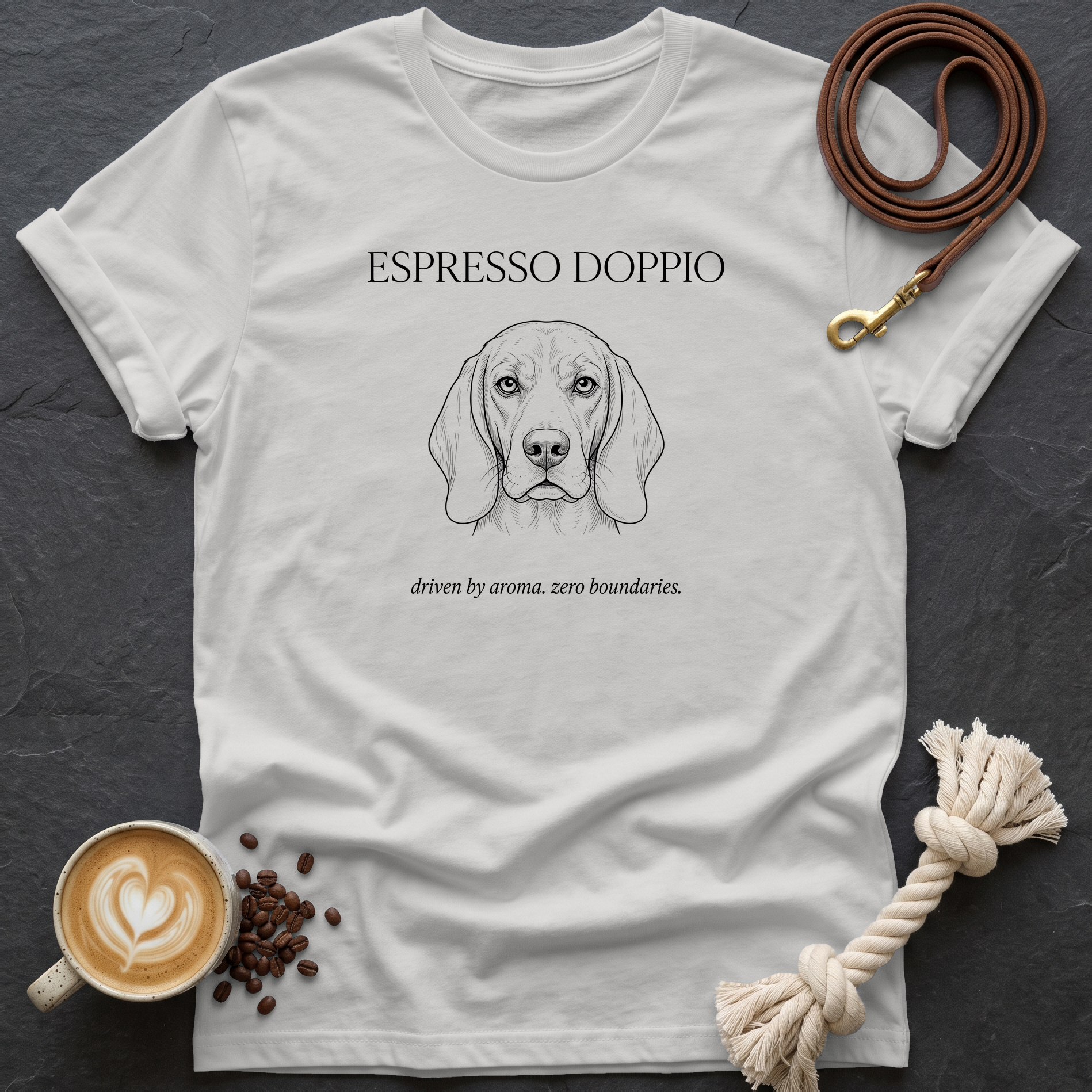 Beagle Espresso Doppio T-Shirt - Ice Grey