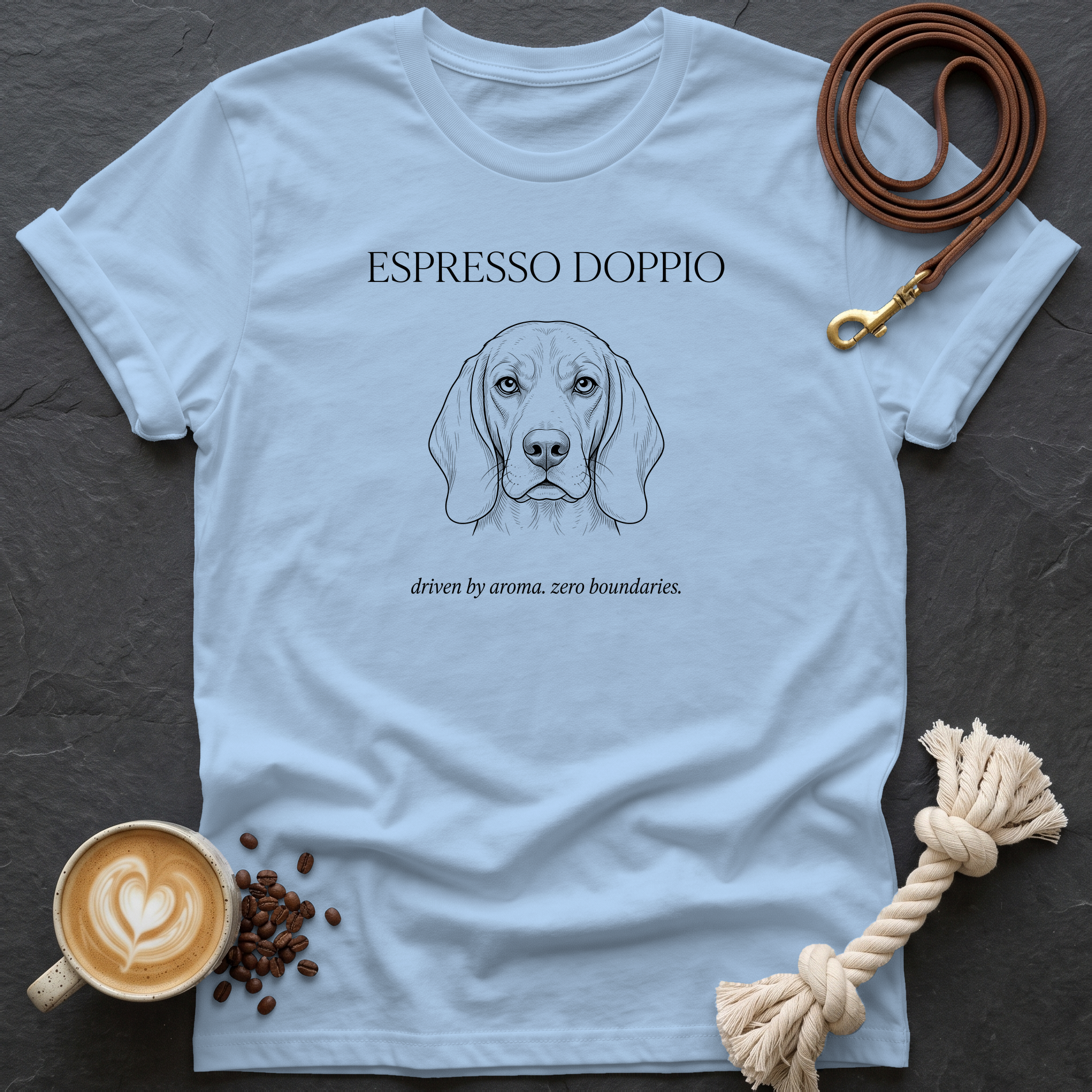 Beagle Espresso Doppio T-Shirt - Light Blue