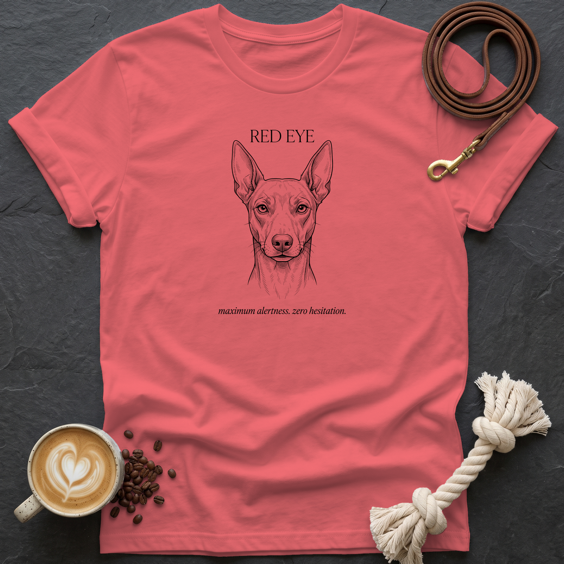 Pinscher Red Eye T-Shirt - Coral Silk