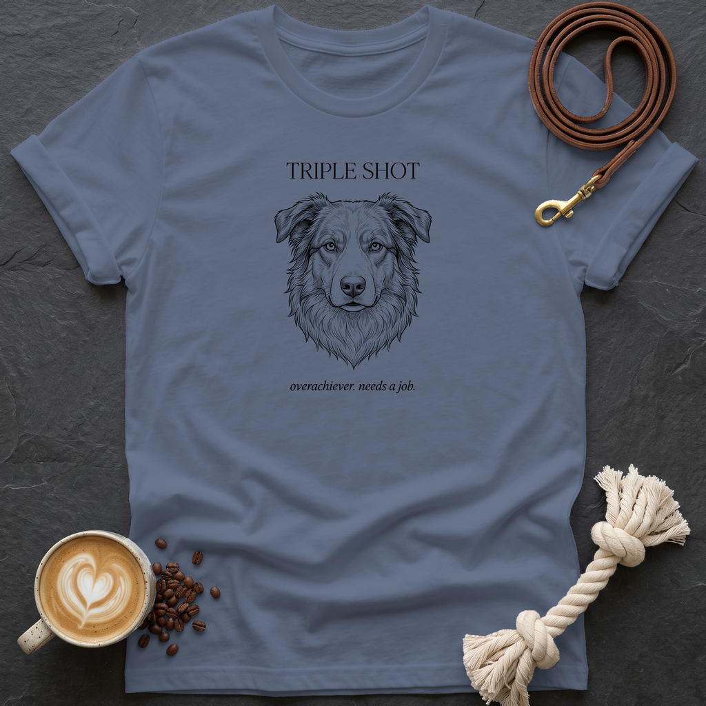 Australian Shepherd Triple Shot T-Shirt - Heather Indigo