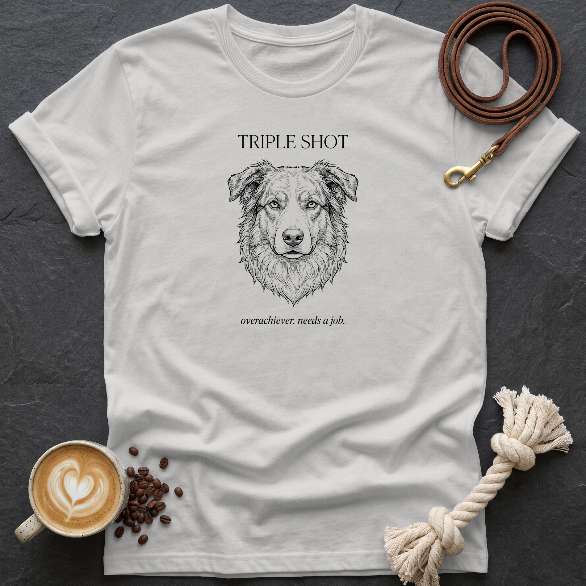Australian Shepherd Triple Shot T-Shirt - Ice Grey
