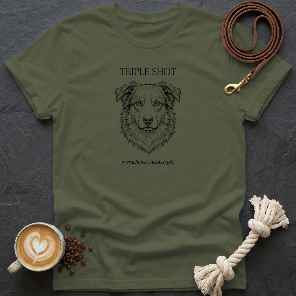 Australian Shepherd Triple Shot T-Shirt - Military Green