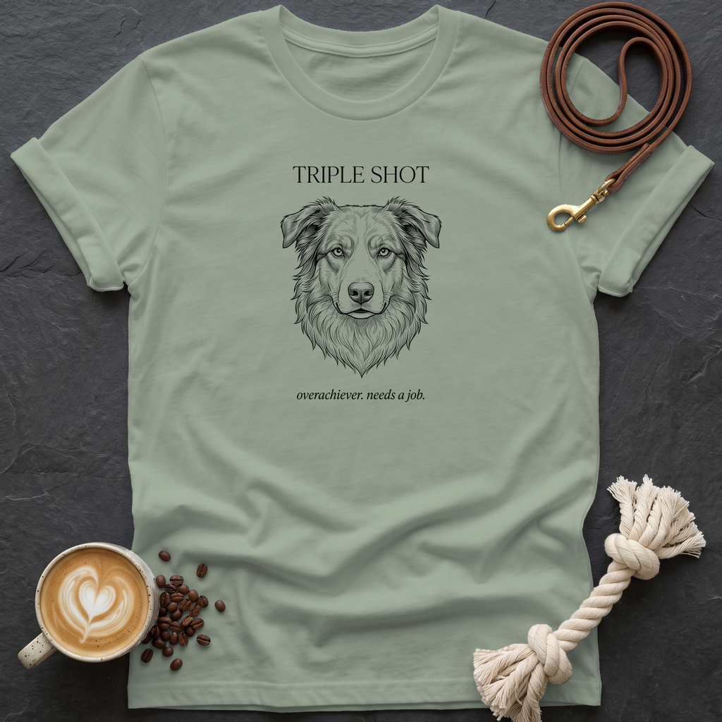 Australian Shepherd Triple Shot T-Shirt - Sage