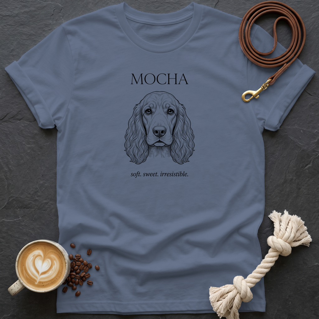 Cocker Spaniel Mocha T-Shirt - Heather Indigo