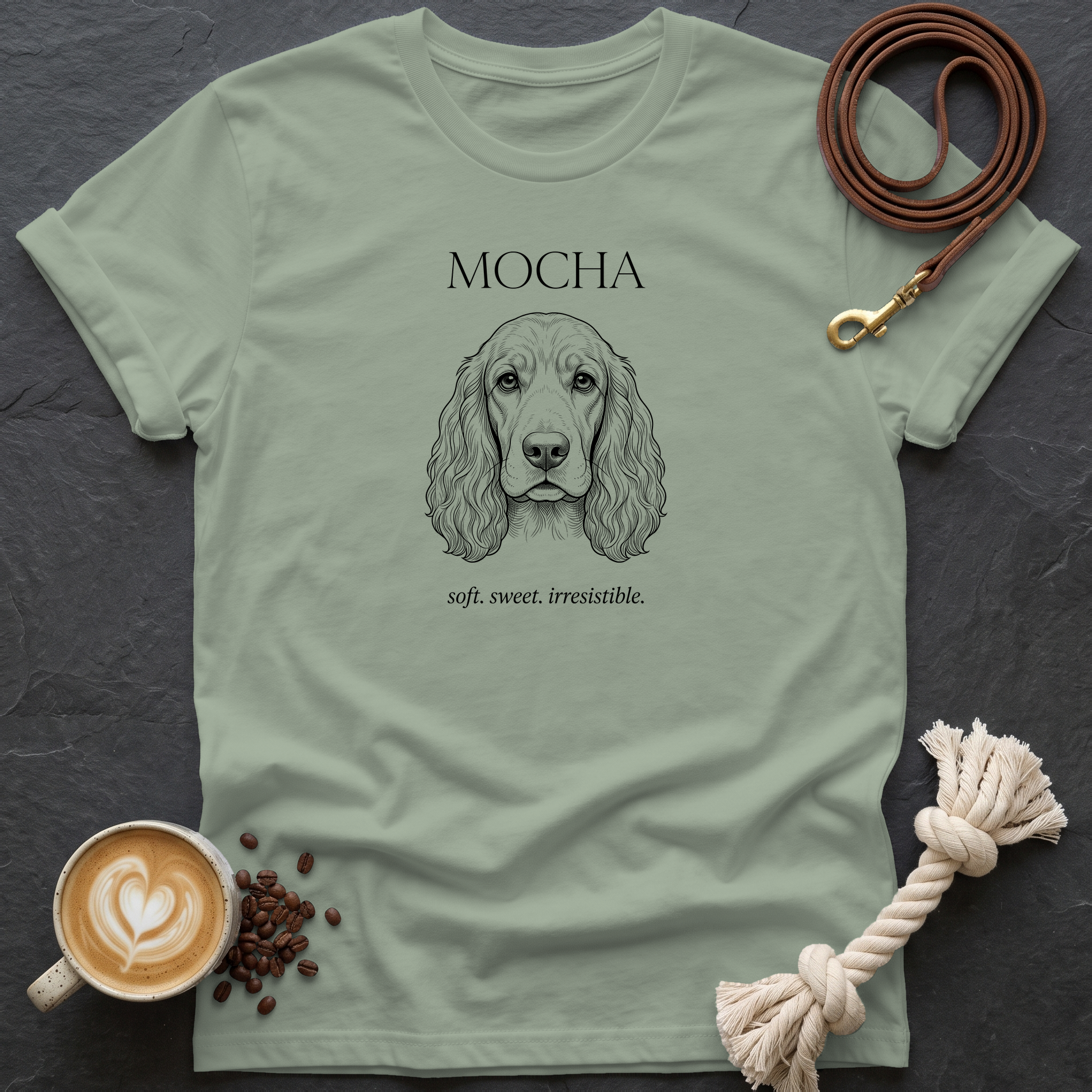 Cocker Spaniel Mocha T-Shirt - Sage
