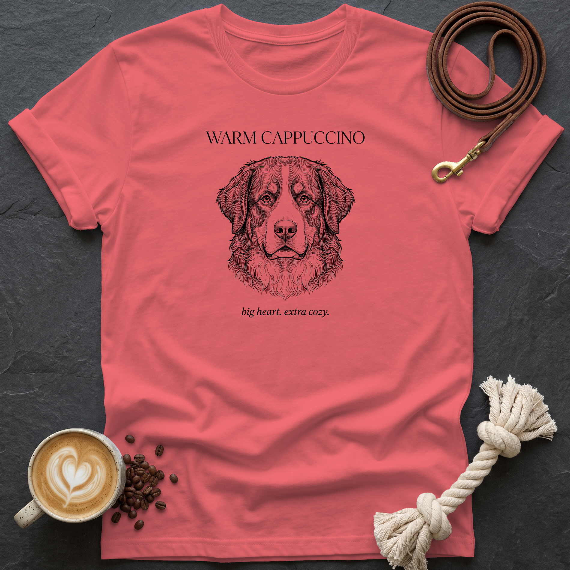 Bernese Warm Cappuccino T-Shirt - Coral Silk