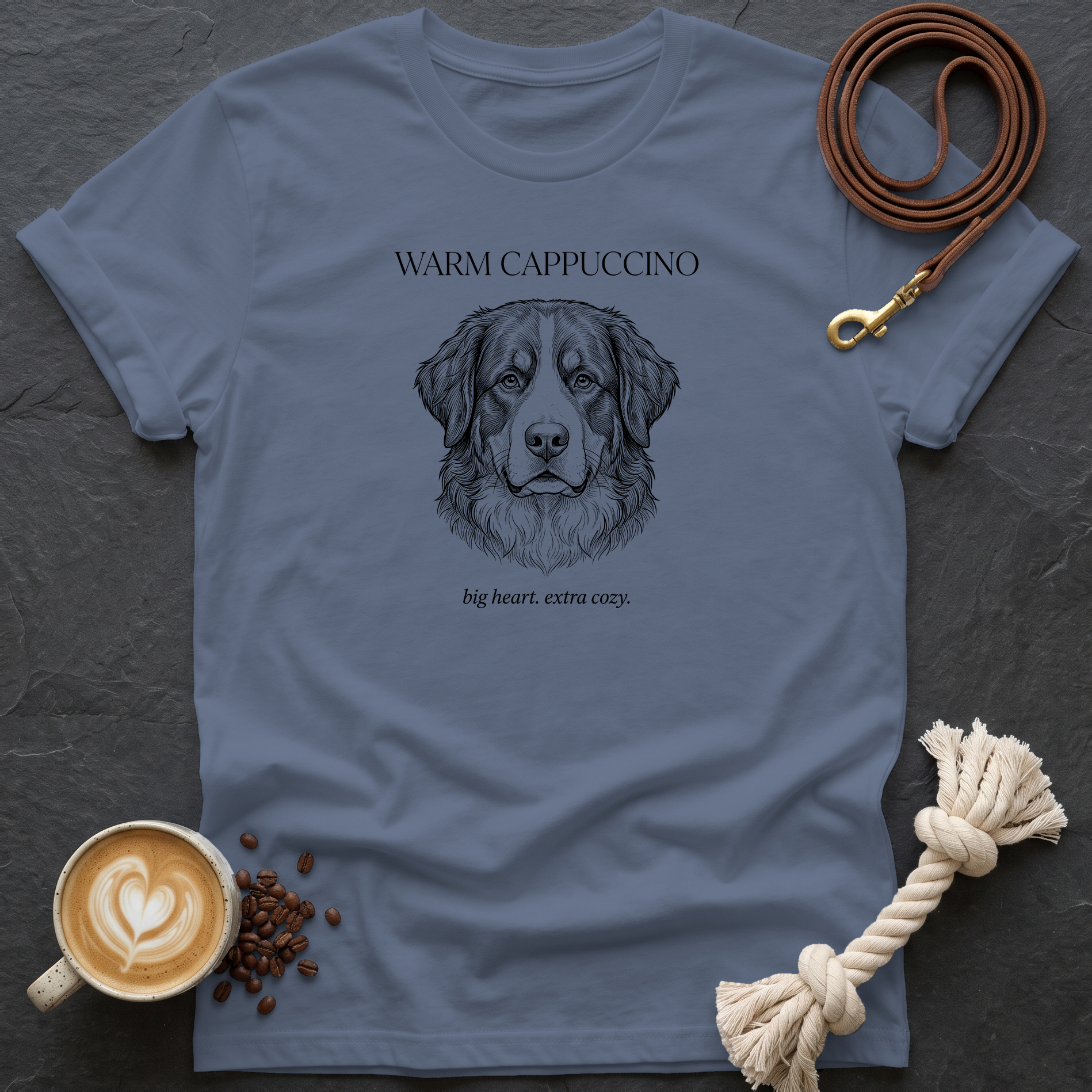 Bernese Warm Cappuccino T-Shirt - Heather Indigo