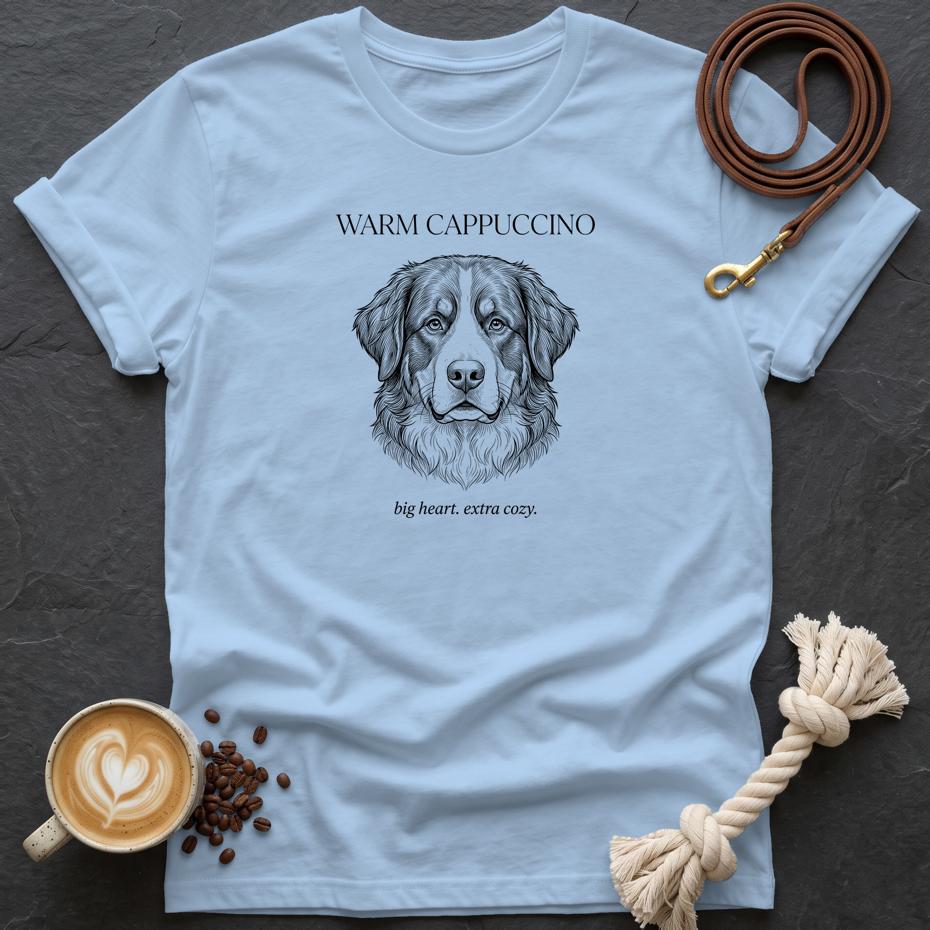 Bernese Warm Cappuccino T-Shirt - Light Blue