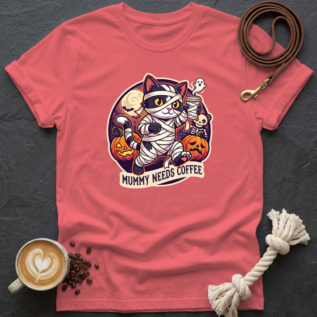 Mummy Needs Coffee T-Shirt - Coral Silk