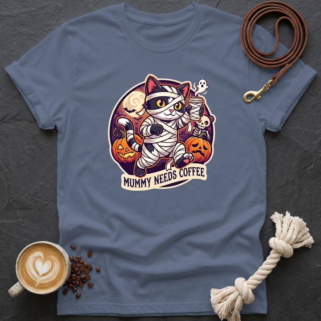 Mummy Needs Coffee T-Shirt - Heather Indigo