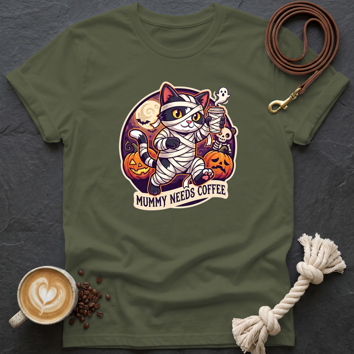 Mummy Needs Coffee T-Shirt - Military Green