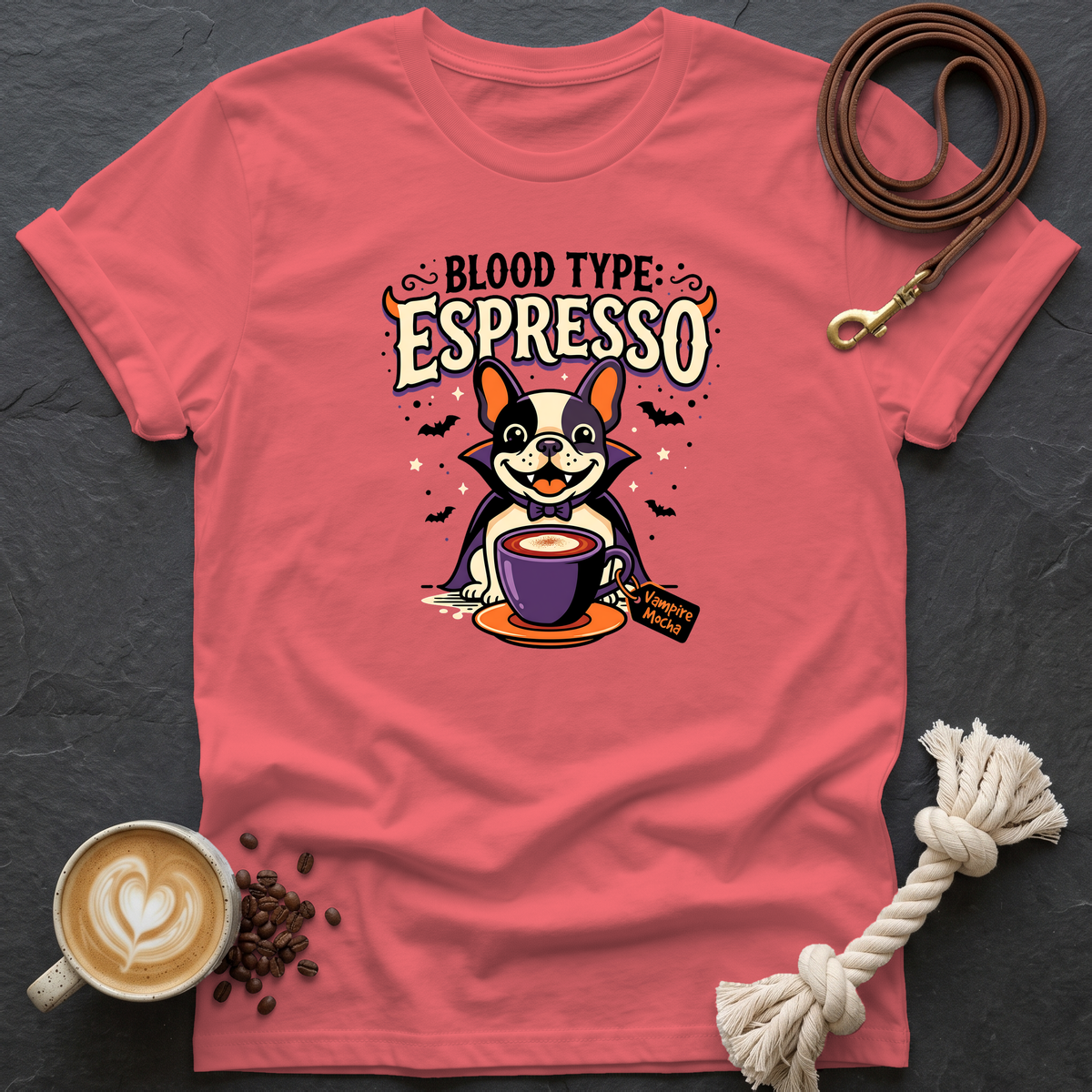 Blood Type Espresso T-Shirt - Coral Silk