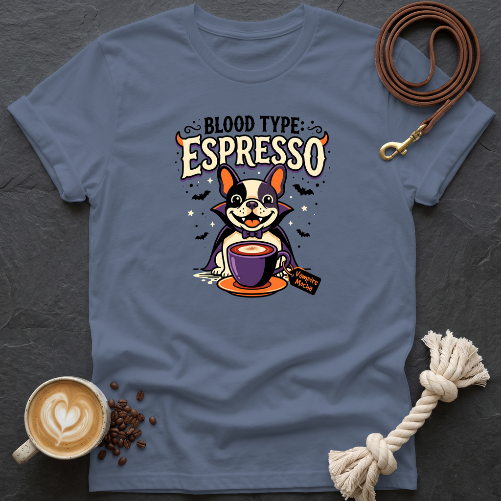Blood Type Espresso T-Shirt - Heather Indigo
