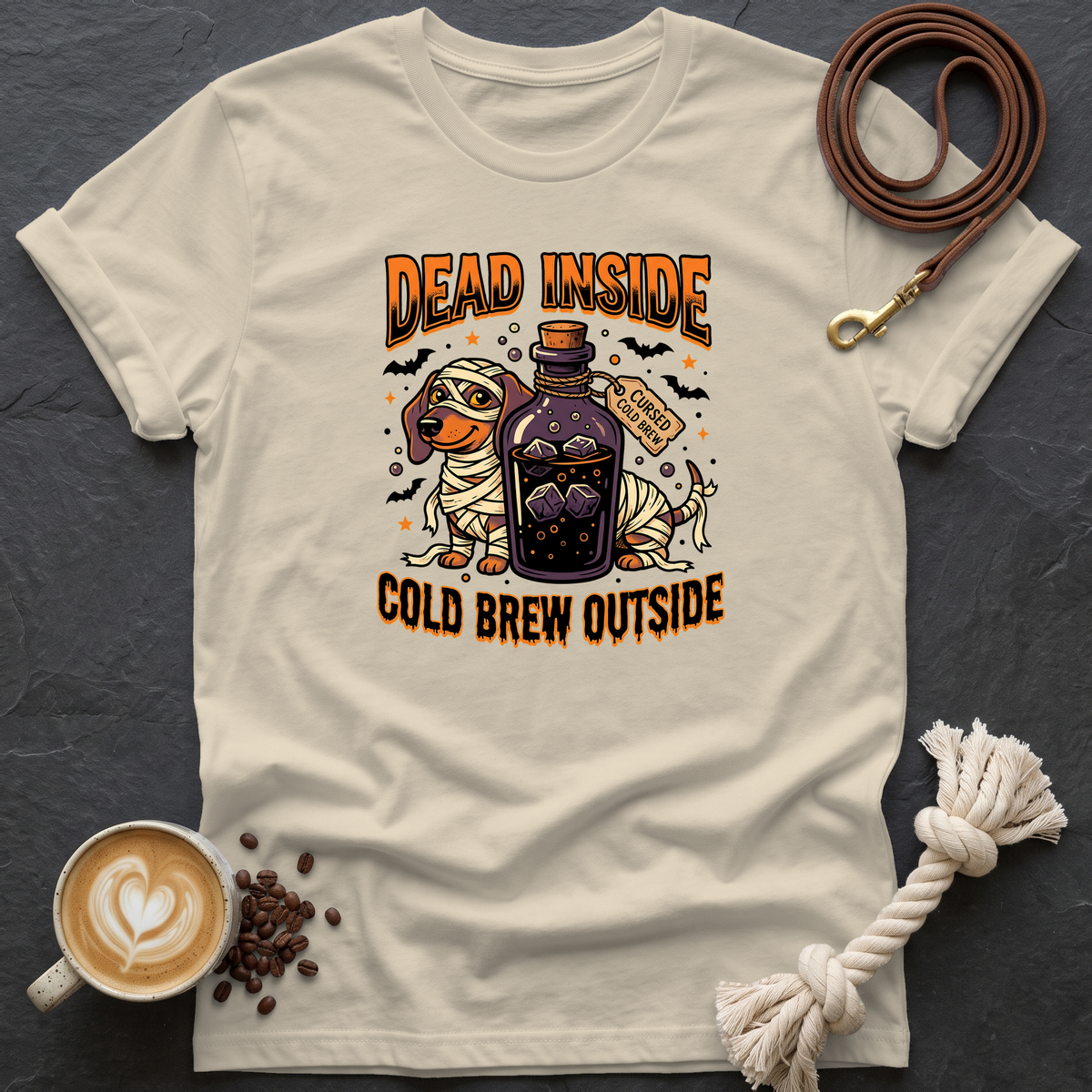 Dead Inside Cold Brew Outside T-Shirt - Sand