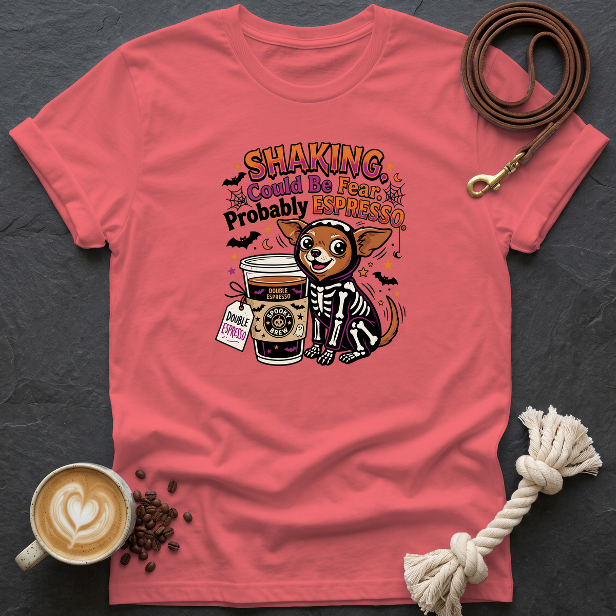 Shaking Probably Espresso T-Shirt - Coral Silk