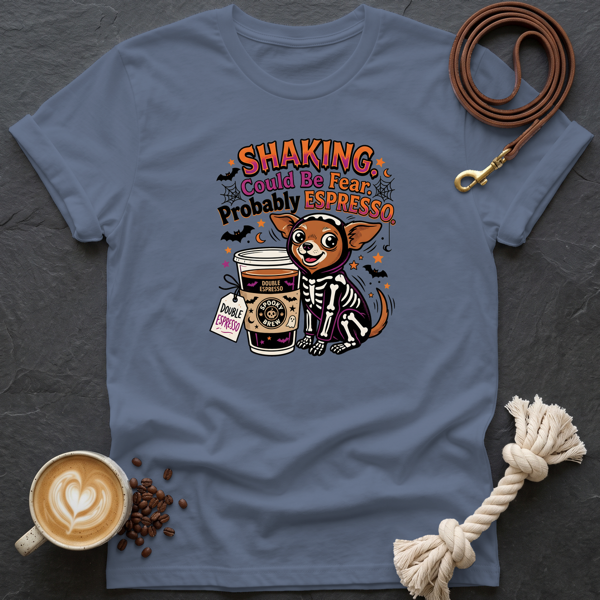 Shaking Probably Espresso T-Shirt - Heather Indigo