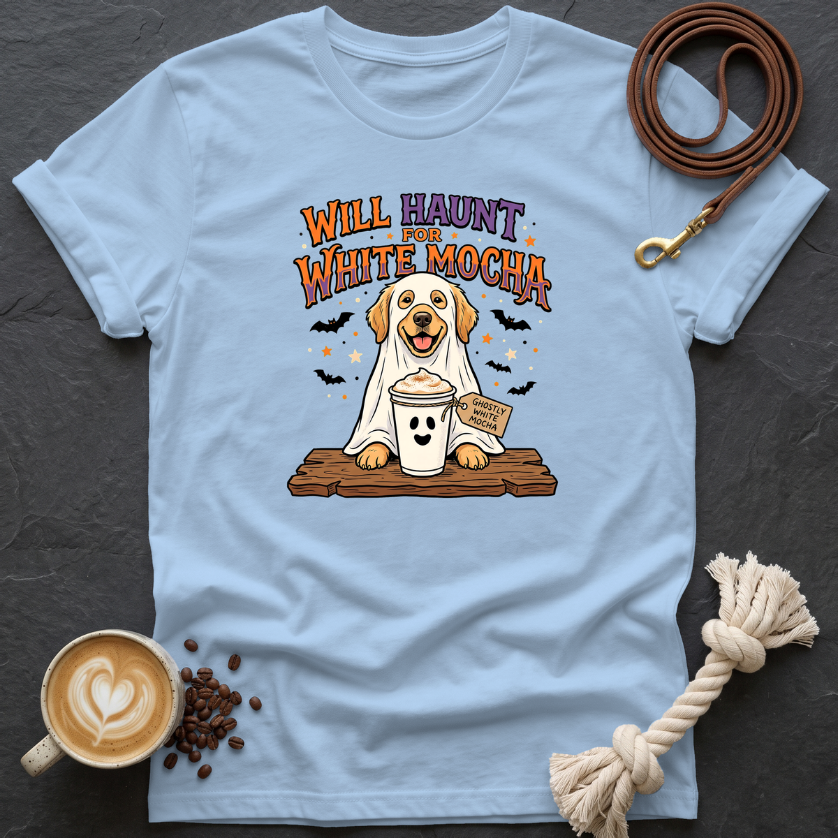 Will Haunt for White Mocha T-Shirt - Light Blue