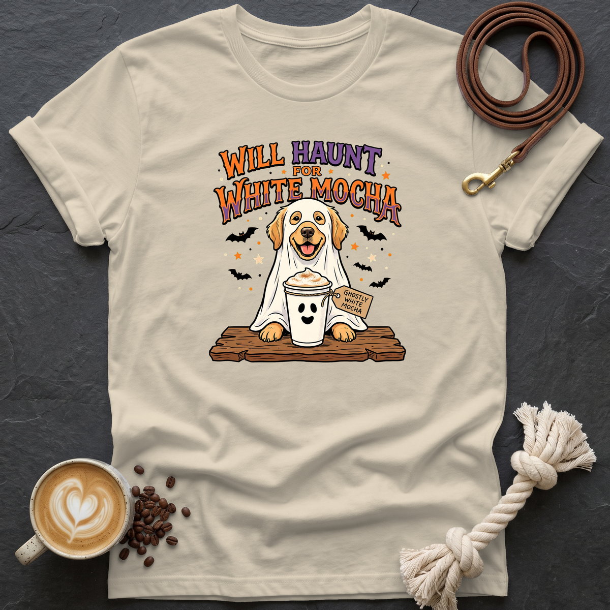 Will Haunt for White Mocha T-Shirt - Sand