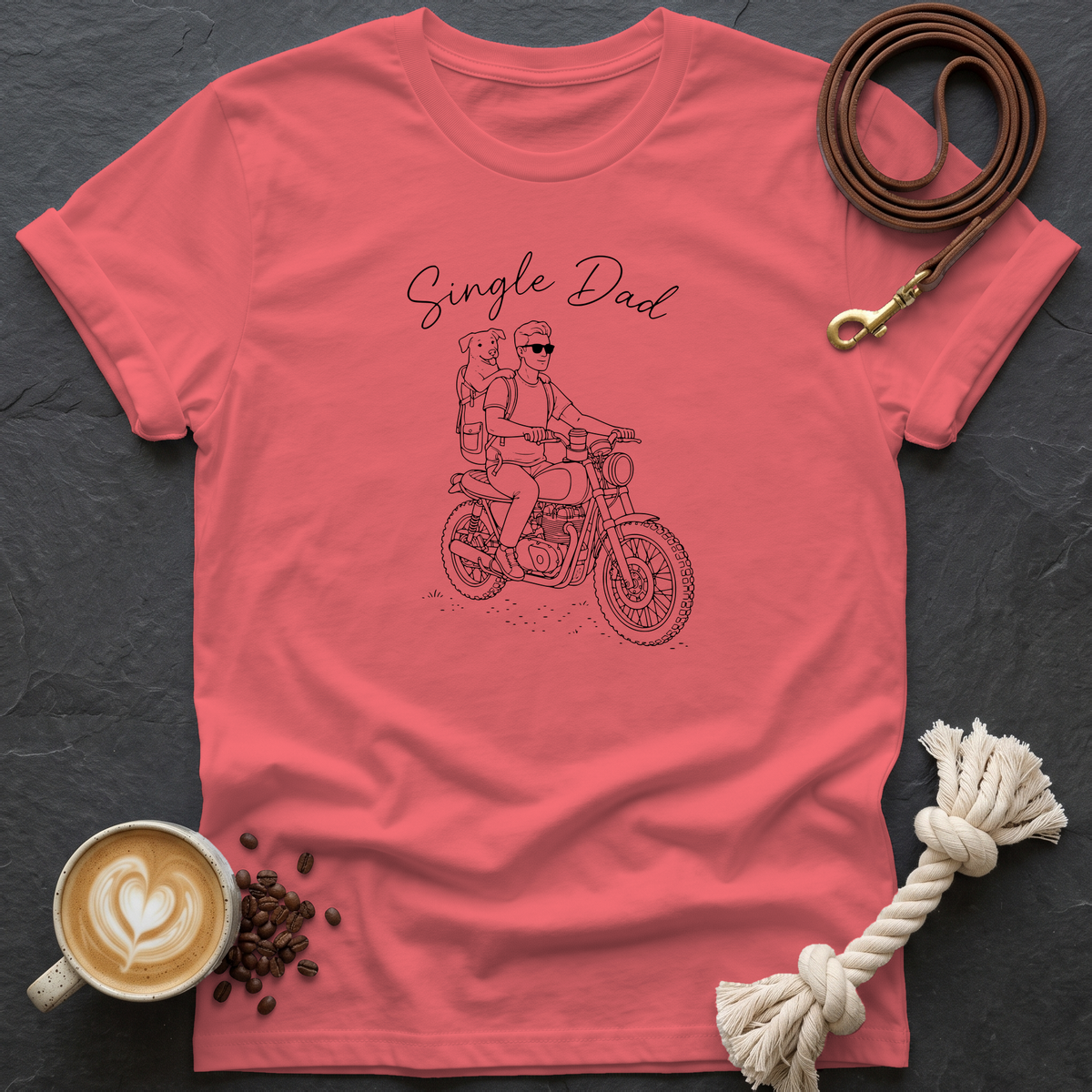 Single Dad T-Shirt - Coral Silk