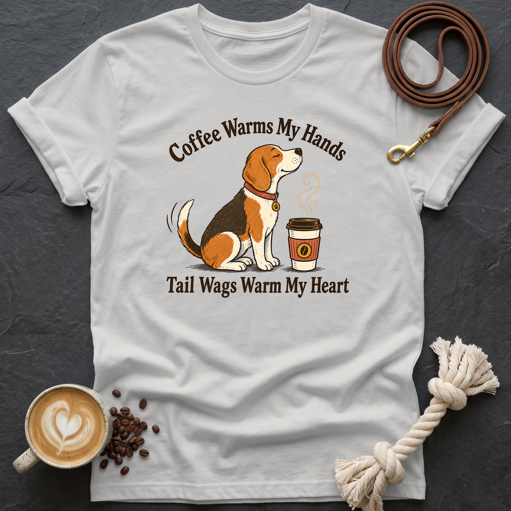 Coffee Warms My Hand T-Shirt - Ice Grey