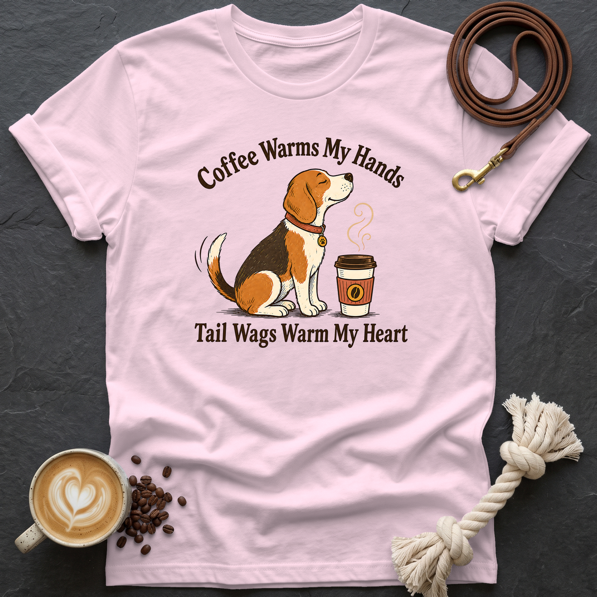 Coffee Warms My Hand T-Shirt - Light Pink