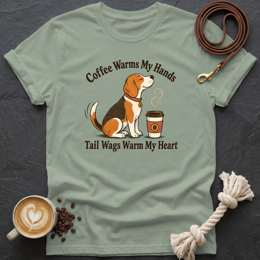 Coffee Warms My Hand T-Shirt - Sage