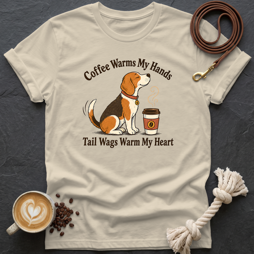 Coffee Warms My Hand T-Shirt - Sand