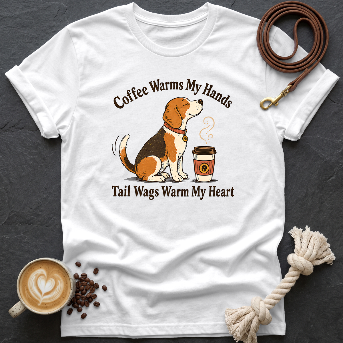 Coffee Warms My Hand T-Shirt - White