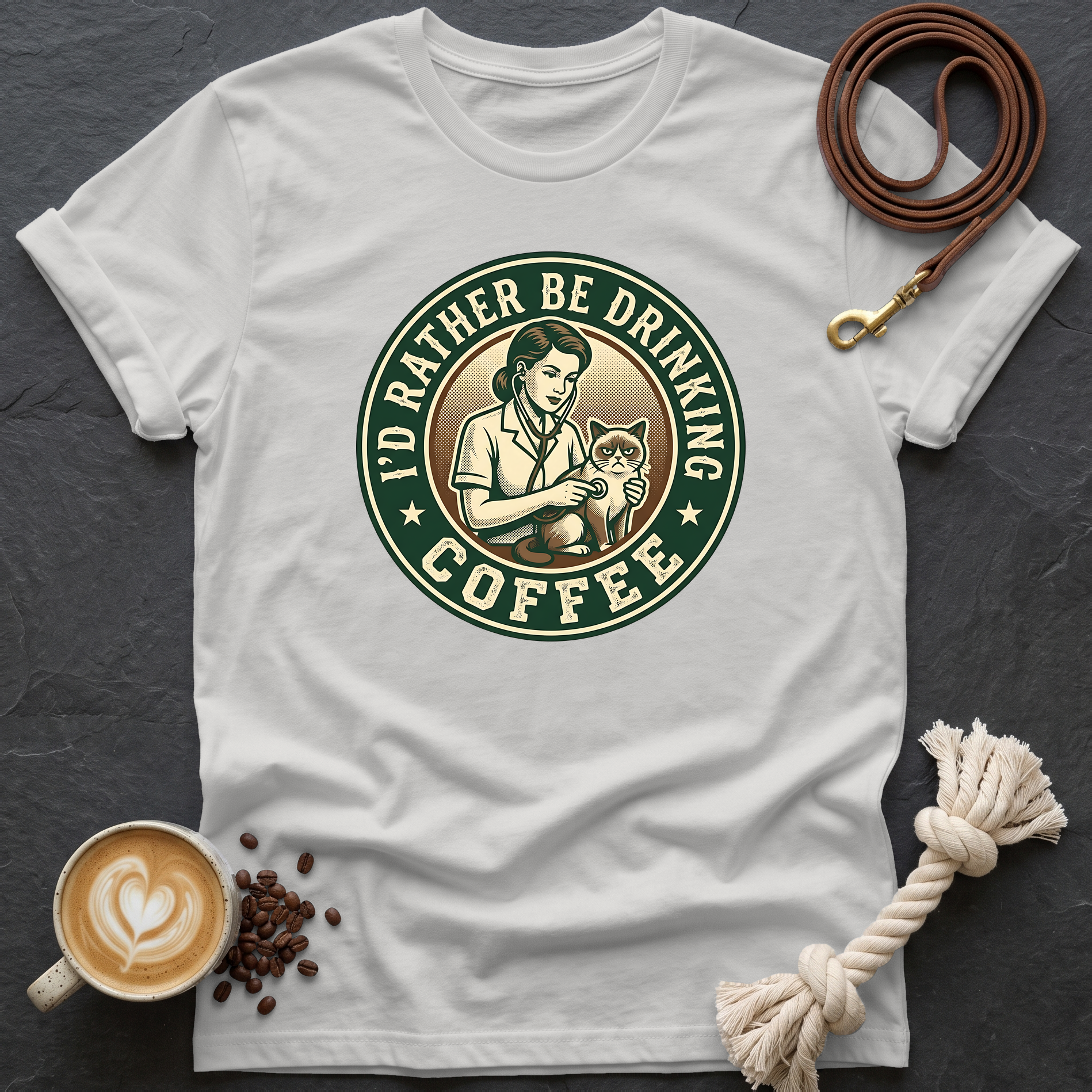 Grumpy Patient, Coffee IV T-Shirt - Ice Grey