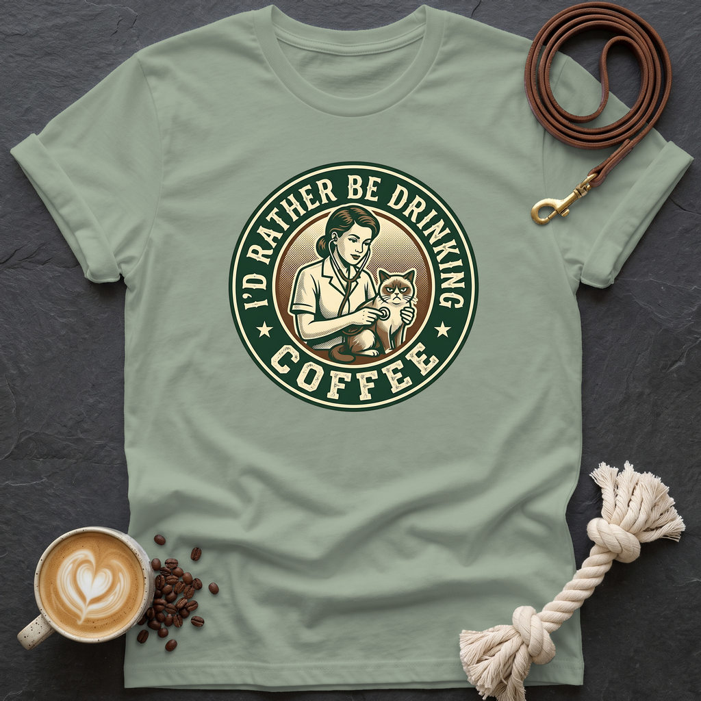 Grumpy Patient, Coffee IV T-Shirt - Sage
