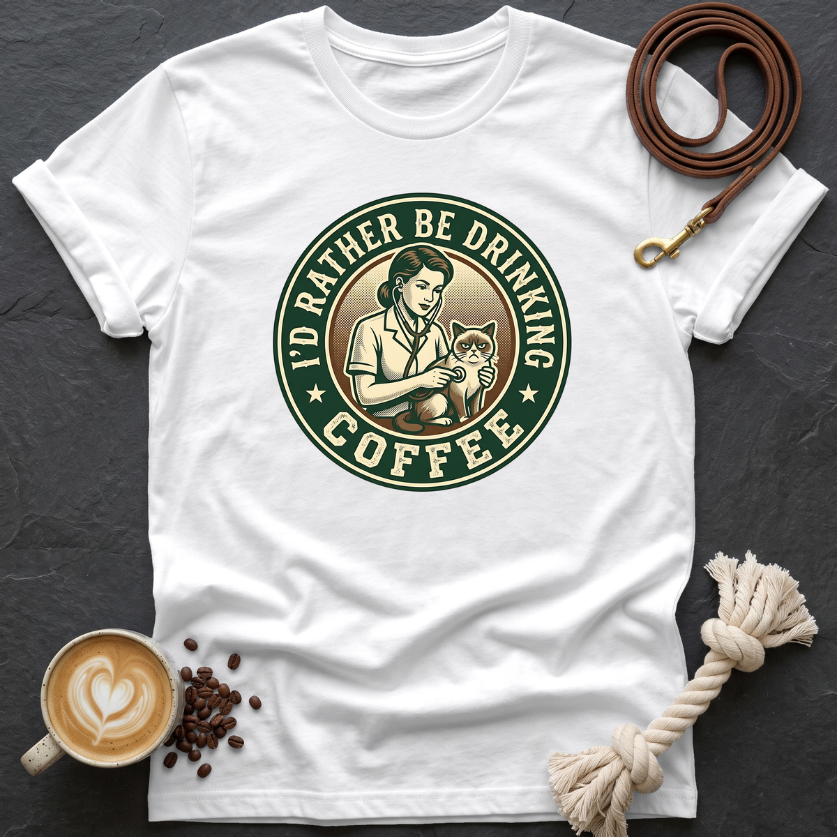 Grumpy Patient, Coffee IV T-Shirt - White